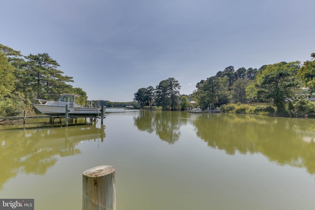 view of water feature featuring a dock