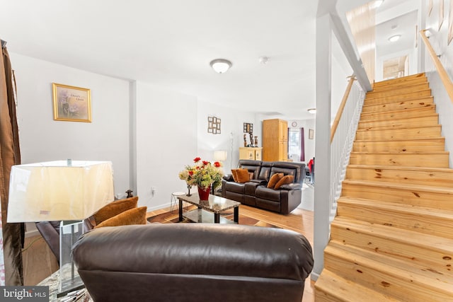 living room featuring light wood-type flooring