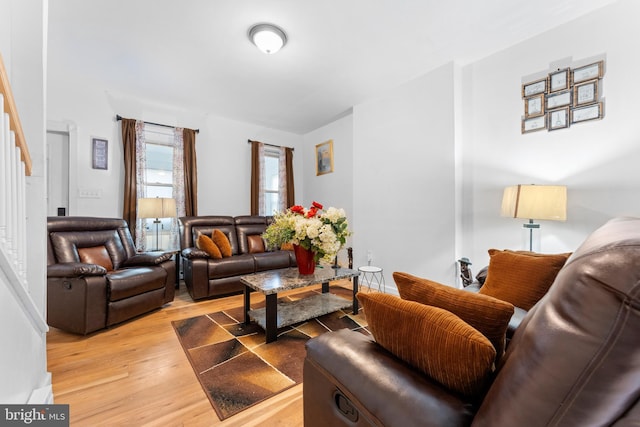 living room with wood-type flooring