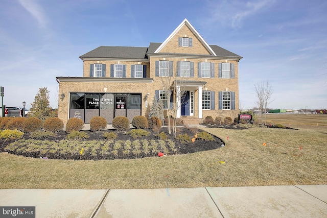 colonial home with a front lawn