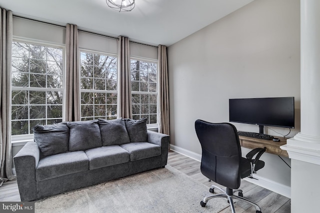 office space featuring hardwood / wood-style flooring and plenty of natural light