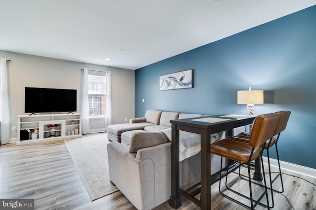 living room featuring light hardwood / wood-style flooring