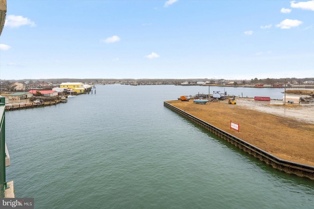 dock area with a water view