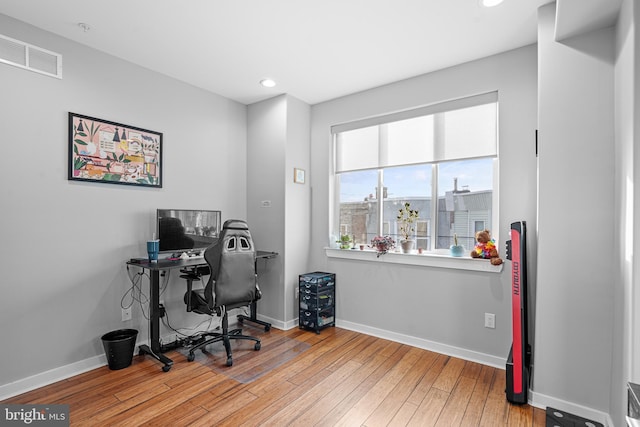 office area featuring light wood-type flooring