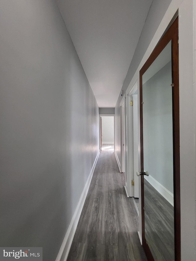 hallway featuring dark hardwood / wood-style flooring