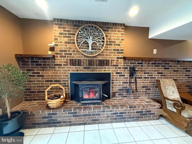 room details with a wood stove