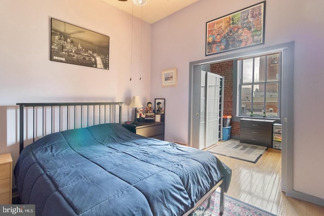 bedroom featuring light hardwood / wood-style flooring