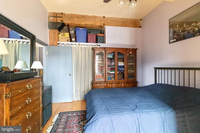 bedroom with light hardwood / wood-style floors