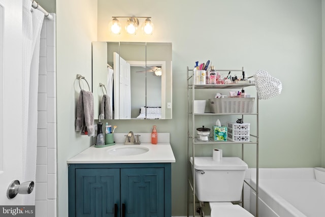 full bathroom with toilet and vanity