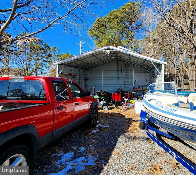 exterior space featuring a carport