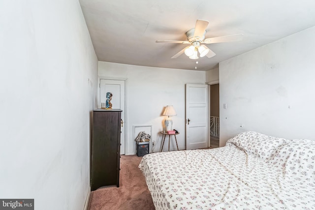 bedroom featuring carpet flooring and ceiling fan