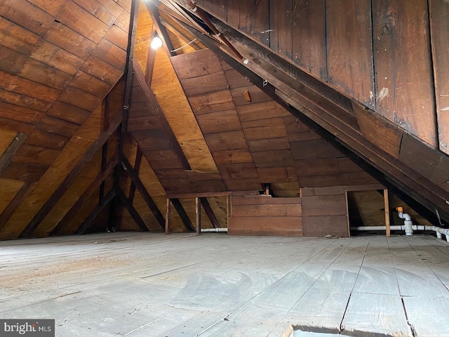 view of unfinished attic