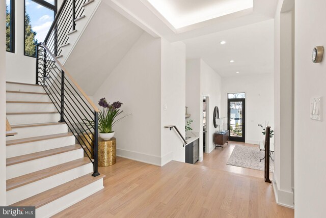 entrance foyer with light hardwood / wood-style floors