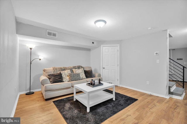 living room with light wood-type flooring