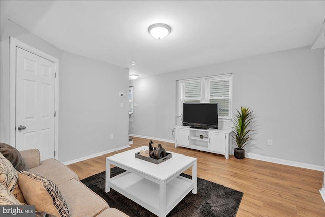 living room featuring light wood-type flooring