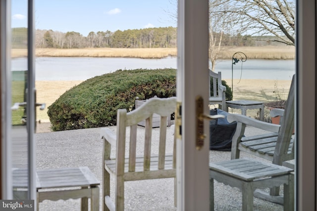 doorway with a water view