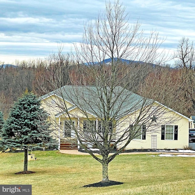 view of front facade with a front lawn