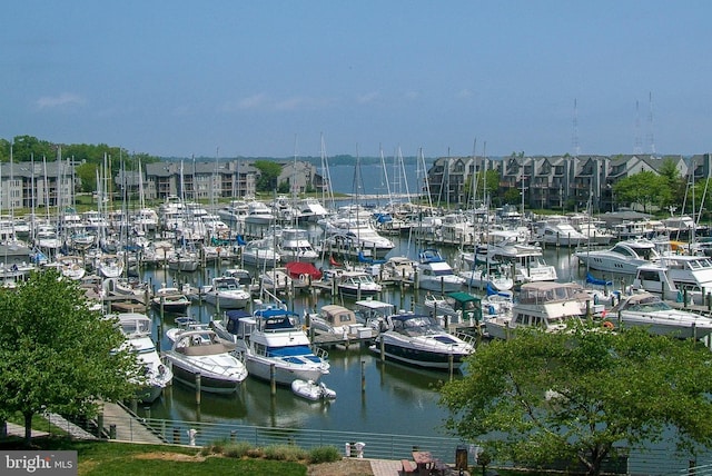 view of water feature featuring a boat dock