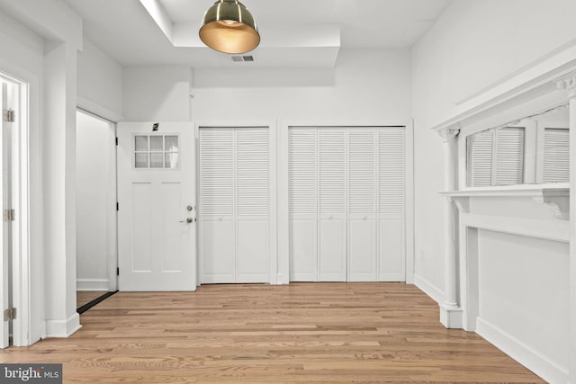 entrance foyer featuring light wood-type flooring