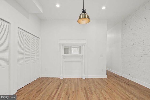 interior space with light hardwood / wood-style floors