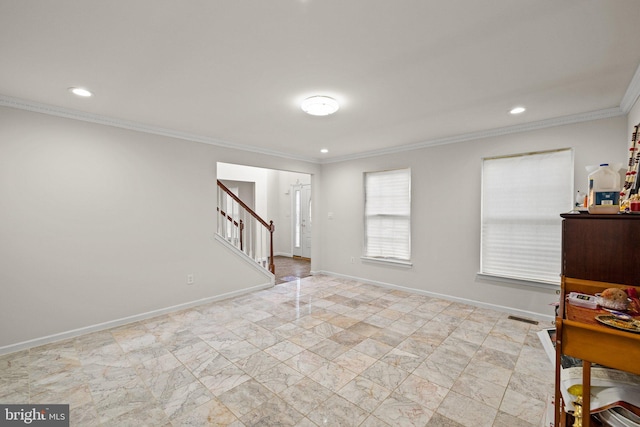 interior space with crown molding