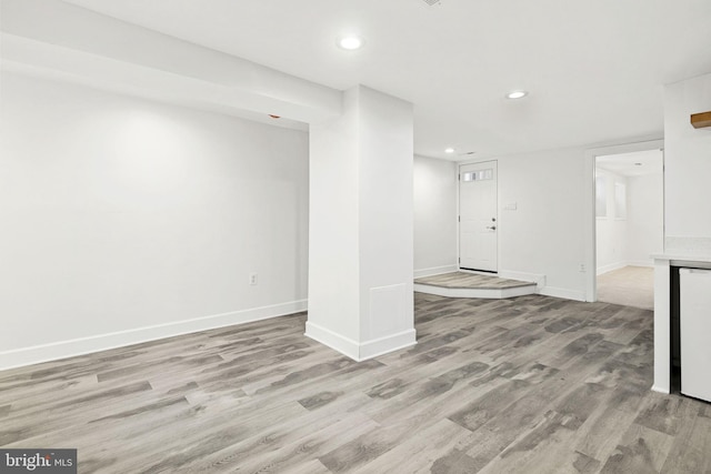 unfurnished living room featuring light hardwood / wood-style flooring