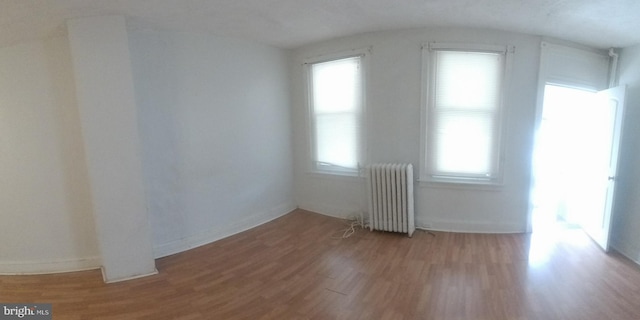 bonus room with radiator heating unit and hardwood / wood-style floors