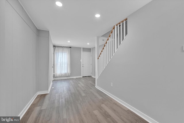 foyer with light wood-type flooring