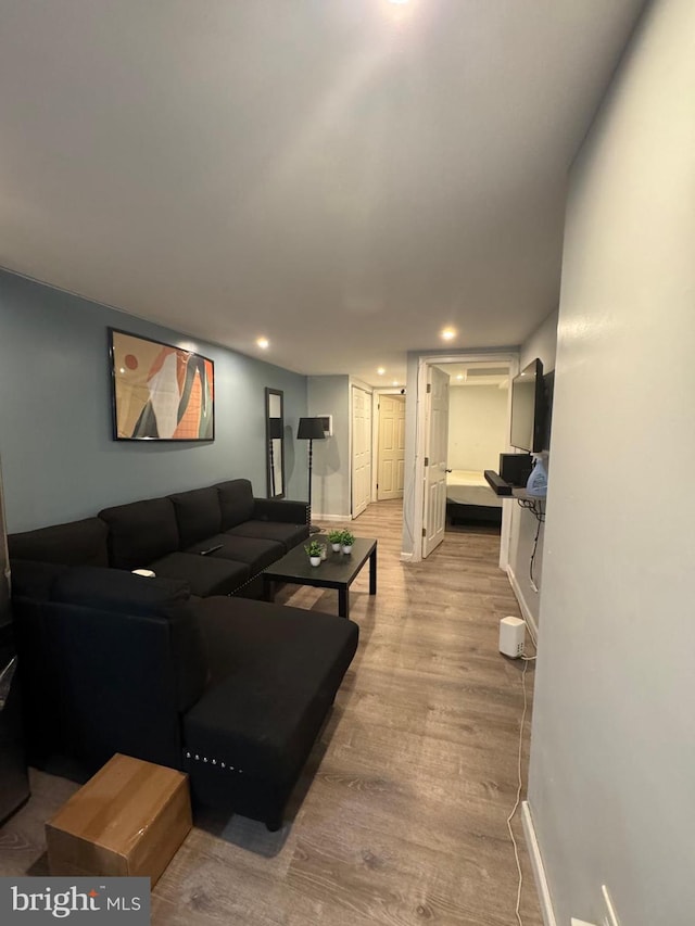 living room with light wood-type flooring