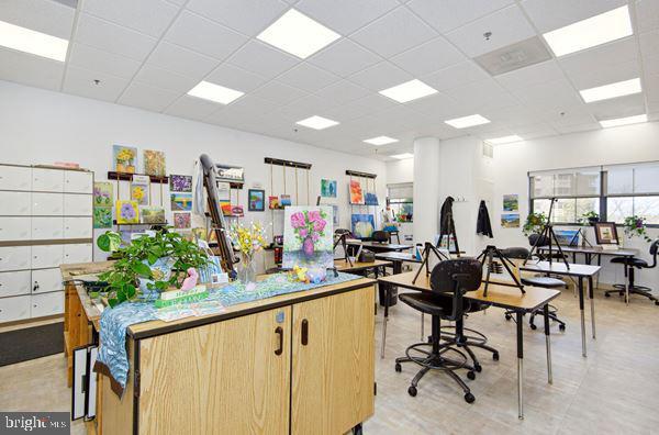 office with a paneled ceiling