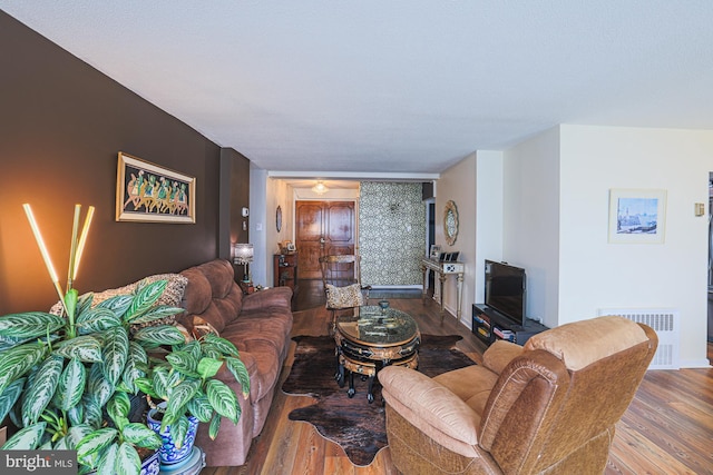 living room with wood-type flooring