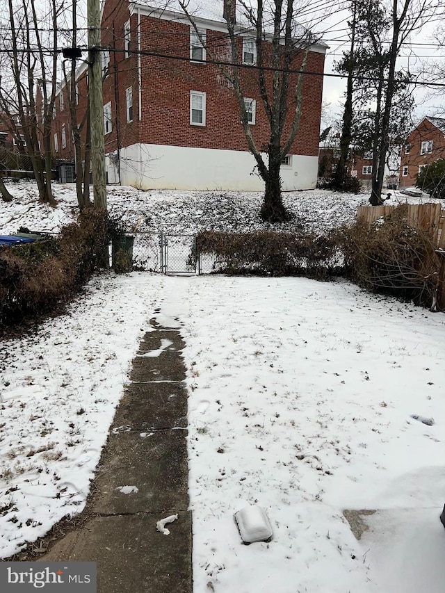 view of yard covered in snow