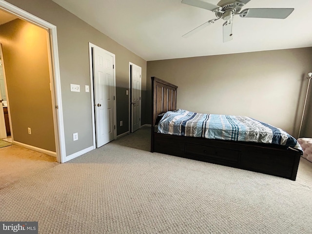 bedroom featuring carpet and ceiling fan