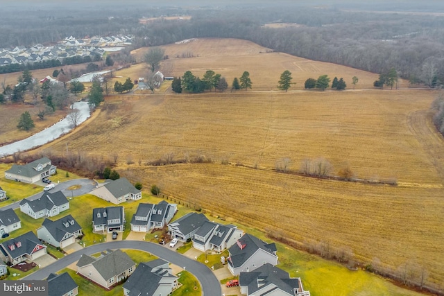 drone / aerial view with a rural view