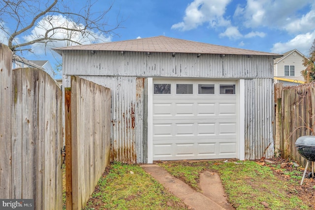 view of garage