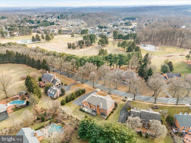 birds eye view of property with a residential view