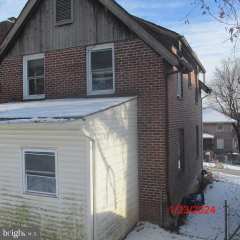 view of snow covered exterior