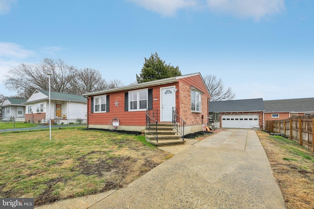 single story home featuring a front lawn