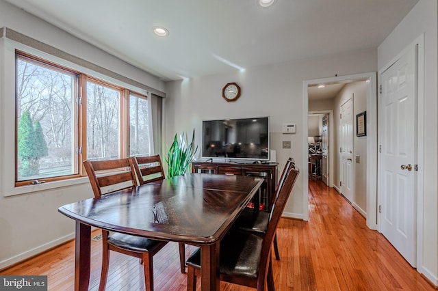 dining room with light hardwood / wood-style flooring