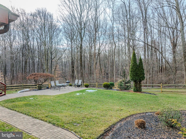 view of yard with a patio area