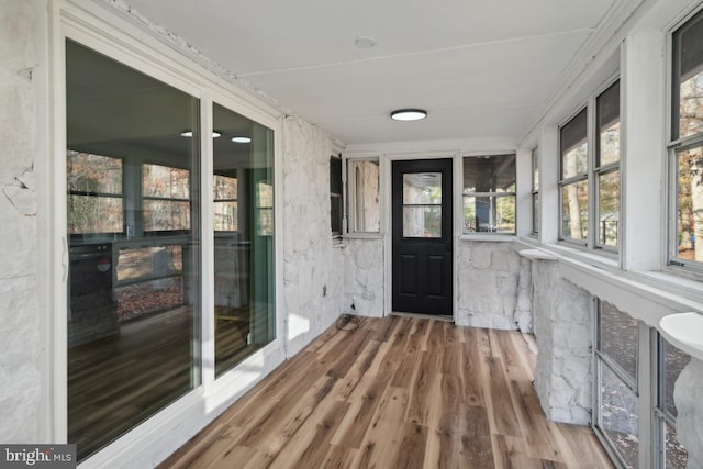 view of unfurnished sunroom