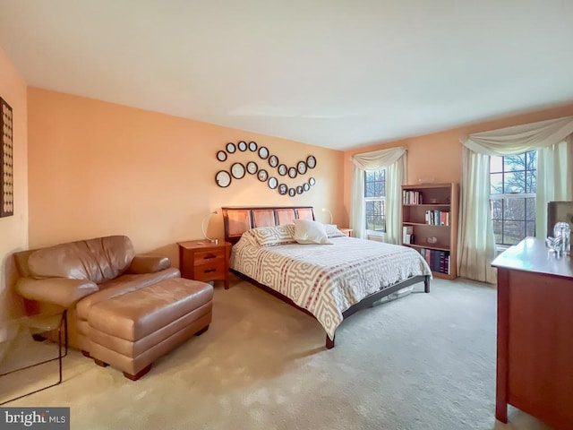 carpeted bedroom with multiple windows