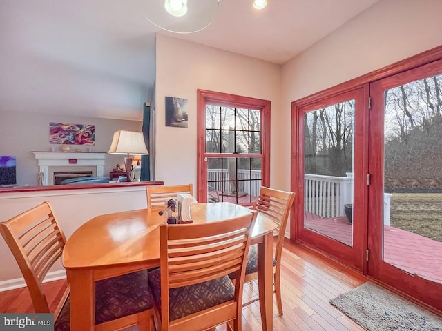 dining space featuring light hardwood / wood-style floors