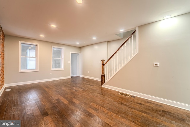 interior space with dark wood-type flooring