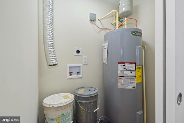 utility room featuring electric water heater