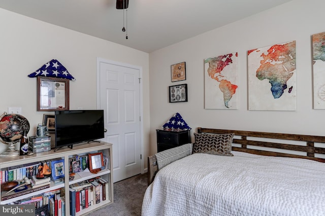 bedroom with carpet and ceiling fan