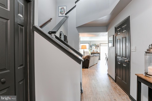 entrance foyer with light hardwood / wood-style flooring