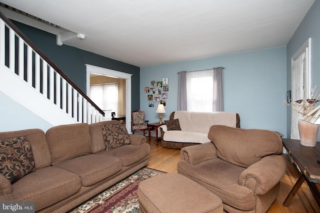 living room featuring light hardwood / wood-style flooring