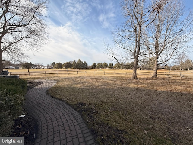 view of yard featuring a rural view