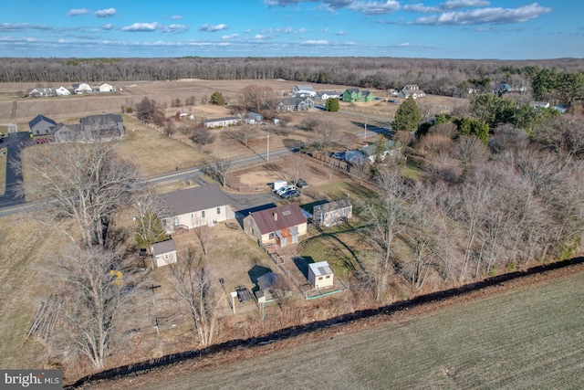 aerial view featuring a rural view